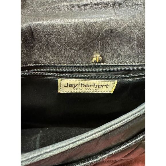 jay Herbert New York jet grey tufted leather designer purse - Picture 5 of 5